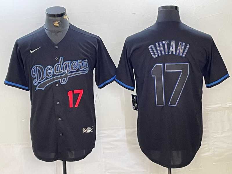 Mens Los Angeles Dodgers #17 Shohei Ohtani Number Lights Out Black Fashion Stitched Cool Base Nike Jersey->los angeles dodgers->MLB Jersey